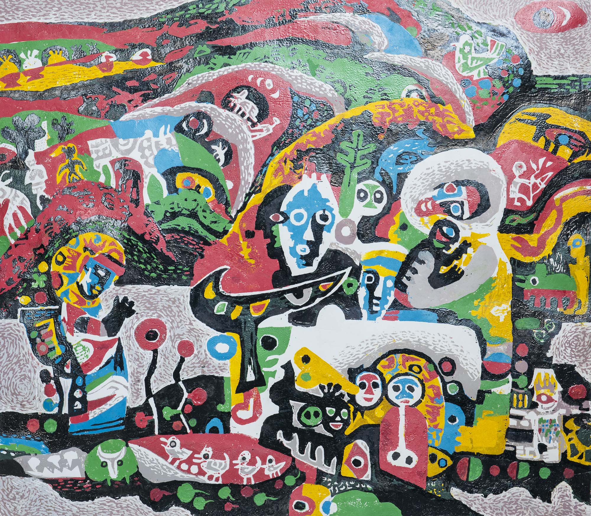 《四季》 黄云峰 纸版油印套色版画 65x56cm 2016年