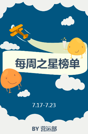 每周之星榜单7.17-7.23
